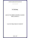 Luận văn Thạc sĩ  Quản lý kinh tế: Quản lý tài chính tại Trường Cao đẳng Nông lâm Sơn La