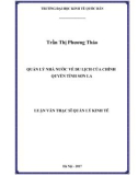Luận văn Thạc sĩ  Quản lý kinh tế: Quản lý Nhà nước về du lịch của chính quyền tỉnh Sơn La