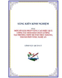 Sáng kiến kinh nghiệm THPT: Một số giải pháp nâng cao hiệu quả công tác đảm bảo chất lượng tại Trường trung học phổ thông Huỳnh Thúc Kháng, Thành phố Vinh, Nghệ An