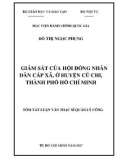 Tóm tắt Luận văn thạc sĩ Quản lý công: Giám sát của Hội đồng nhân dân cấp xã, Huyện Củ Chi, Thành phố Hồ Chí Minh