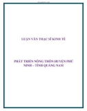 LUẬN VĂN THẠC SĨ: PHÁT TRIỂN NÔNG THÔN HUYỆN PHÚ  NINH – TỈNH QUẢNG NAM