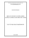 Luận văn Thạc sĩ Quản trị kinh doanh: Động lực làm việc của người lao động tại Công ty Cổ phần Lắp máy điện nước - LICOGI
