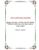 Sáng kiến kinh nghiệm THPT: Giáo dục văn hóa truyền thống Nam Đàn thông qua dạy học Lịch sử lớp 10 THPT