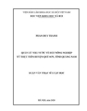 Luận văn Thạc sĩ Luật học: Quản lý nhà nước về đất nông nghiệp từ thực tiễn huyện Quế Sơn, tỉnh Quảng Nam