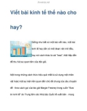 Viết bài kinh tế thế nào cho hay?