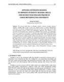 Applying extensive reading to improve students’ reading skills for second year English majors in Hanoi Metropolitan University