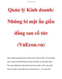 Quản lý Kinh doanh: Những bí mật ẩn giấu đằng sau cổ tức