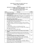 Đáp án đề thi tốt nghiệp cao đẳng nghề khóa 5 (2012-2015) - Nghề: Quản trị nhà hàng - Môn thi: Lý thuyết chuyên môn nghề - Mã đề thi: ĐA QTNH-LT47