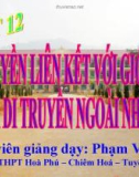 Bài giảng Sinh học 12 - Bài 12: Di truyền liên kết với giới tính và di truyền ngoài nhân (Phạm Văn An)