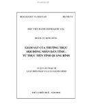 Luận văn Thạc sĩ Luật Hiến pháp và Luật Hành chính: Giám sát của Thường trực Hội đồng nhân dân tỉnh - Từ thực tiễn tỉnh Quảng Bình