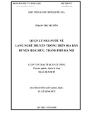 Luận văn Thạc sĩ Quản lý công: Quản lý nhà nước về làng nghề truyền thống trên địa bàn huyện Hoài Đức, Thành phố Hà Nội