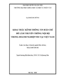 Luận văn Thạc sĩ chuyên ngành Báo chí học: Khai thác kênh thông tin báo chí để làm truyền thông nội bộ trong doanh nghiệp FDI tại Việt Nam