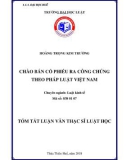 Tóm tắt Luận văn thạc sĩ Luật học: Chào bán cổ phiếu ra công chúng theo pháp luật Việt Nam