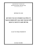 Luận văn Thạc sĩ Kinh tế: Kế toán tài sản cố định tại tại Công ty trách nhiệm hữu hạn một thành viên dịch vụ nhà ở và khu đô thị