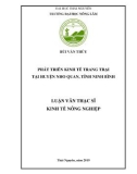 Luận văn Thạc sĩ Kinh tế nông nghiệp: Phát triển kinh tế trang trại tại huyện Nho Quan, tỉnh Ninh Bình