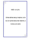 TIỂU LUẬN:  TÌNH HÌNH HOẠT ĐỘNG SẢN XUẤT KINH DOANH TRONG 3 NĂM GẦN ĐÂY