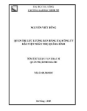 Tóm tắt Luận văn Thạc sĩ Quản trị kinh doanh: Quản trị lực lượng bán hàng của Công ty Bảo Việt nhân thọ Quảng Bình