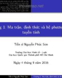 Bài giảng Toán cao cấp: Chương 1 - TS. Nguyễn Phúc Sơn