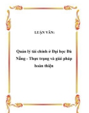 LUẬN VĂN:  Quản lý tài chính ở Đại học Đà Nẵng - Thực trạng và giải pháp hoàn thiện