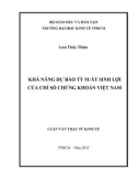 Luận văn Thạc sĩ Kinh tế: Khả năng dự báo tỷ suất sinh lợi của chỉ số chứng khoán Việt Nam