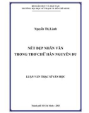 Luận văn Thạc sĩ Văn học: Nét đẹp nhân văn trong thơ chữ Hán - Nguyễn Du