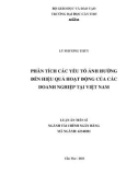 Luận án Tiến sĩ Tài chính ngân hàng: Phân tích các yếu tố ảnh hưởng đến hiệu quả hoạt động của các doanh nghiệp tại Việt Nam