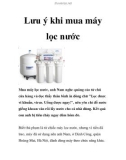 Lưu ý khi mua máy lọc nước