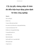 Cấy lại giấy chứng nhận tổ chức đủ điều kiện hoạt động giám định Sở