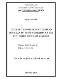 Tóm tắt luận án Tiến sĩ Kinh tế: Thừa kế theo pháp luật theo bộ Luật dân sự nước Cộng hòa xã hội chủ nghĩa Việt Nam năm 2015