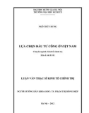 Luận văn Thạc sĩ Kinh tế chính trị: Lựa chọn đầu tư công ở Việt Nam