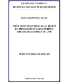 Luận văn Thạc sĩ Kinh tế: Hoàn thiện hoạt động quản trị rủi ro thanh khoản tại Ngân hàng thương mại cổ phần Sài Gòn