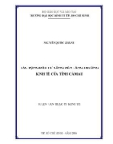 Luận văn Thạc sĩ Kinh tế: Tác động đầu tư công đến tăng trưởng kinh tế của tỉnh Cà Mau