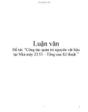 Luận văn: Công tác quản trị nguyên vật liệu tại Nhà máy Z153 – Tổng cục Kĩ thuật