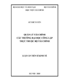 Luận án Tiến sĩ Kinh tế: Quản lý tài chính các trường đại học công lập trực thuộc bộ tài chính
