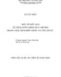 Tóm tắt Luận án tiến sĩ Toán học: Một số kết quả về tính dưới chính quy mêtric trong giải tích biến phân và ứng dụng