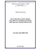 Luận án Tiến sĩ Quản trị nhân lực: Quản trị tiền lương trong các công ty cổ phần xây dựng trên địa bàn thành phố Hà Nội