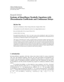 Báo cáo hóa học:  Research Article Systems of Quasilinear Parabolic Equations with Discontinuous Coefﬁcients and Continuous Delays