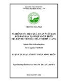 Luận văn Thạc sĩ Phát triển nông thôn: Nghiên cứu hiệu quả chăn nuôi lợn đen bản địa tại một số xã trên địa bàn huyện Bắc Mê, tỉnh Hà Giang