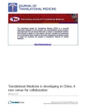 Báo cáo hóa học:  Translational Medicine is developing in China: A new venue for collaboration