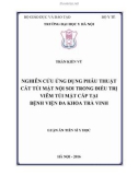 Luận án Tiến sĩ Y học: Nghiên cứu ứng dụng phẫu thuật cắt túi mật nội soi trong điều trị viêm túi mật cấp tại Bệnh viện Đa khoa Trà Vinh