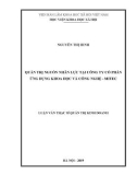 Luận văn Thạc sĩ Quản trị kinh doanh: Quản trị nguồn nhân lực tại Công ty cổ phần Ứng dụng Khoa học và Công nghệ - MITEC