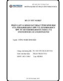 Đồ án tốt nghiệp: Phân lập và khảo sát hoạt tính sinh học của Photorhabdus spp. và Xenorhabdus spp. từ Heterorhabditis indica và Steinernema guangdongense