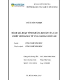 Đồ án tốt nghiệp: Đánh giá hoạt tính kháng khuẩn của cao chiết methanol từ cây elephantopus sp.