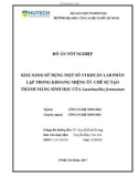 Đồ án tốt nghiệp: Khả năng sử dụng một số vi khuẩn LAB phân lập trong khoang miệng ức chế sự tạo thành màng sinh học của Lactobacillus fermentum