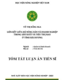 Tóm tắt Luận án Tiến sĩ Quản trị kinh doanh: Liên kết giữa hộ nông dân và doanh nghiệp trong sản xuất và tiêu thụ rau ở tỉnh Hải Dương