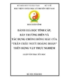 Luận văn Thạc sĩ Y học: Đánh giá độc tính cấp, bán trường diễn và tác dụng chống đông máu của 'Trân Châu Ngưu Hoàng Hoàn' trên động vật thực nghiệm