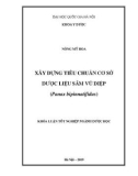 Khóa luận tốt nghiệp ngành Dược học: Ứng dụng các giải pháp khoa học công nghệ để phát triển nguồn nguyên liệu và tạo sản phẩm từ hai loài cây thuốc Sâm vũ diệp (Panax bipinnatifidus Seem.) và Tam thất hoang (Panax stipuleanatus Tsai & Feng) vùng Tây Bắc