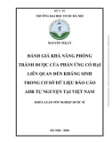 Khóa luận tốt nghiệp Dược sĩ: Đánh giá khả năng phòng tránh được của phản ứng có hại liên quan đến kháng sinh trong cơ sở dữ liệu báo cáo ADR tự nguyện tại Việt Nam