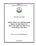 Khóa luận tốt nghiệp dược sĩ: Phân tích các trường hợp phản vệ ghi nhận từ báo cáo ADR tại Việt Nam giai đoạn 2010-201