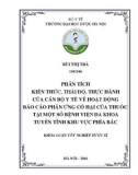 Khóa luận tốt nghiệp Dược sĩ: Phân tích kiến thức, thái độ và thực hành của cán bộ y tế về hoạt động báo cáo phản ứng có hại tại một số bệnh viện đa khoa tuyến tỉnh khu vực phía Bắc